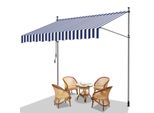 Jiubiaz Tenda Da Sole A Morsetto Tenda Da Sole Per Balcone Tende Da Giardino Resistente Ai Raggi Uv Tenda A Bracci Pieghevoli Bianco Blu 3,5M