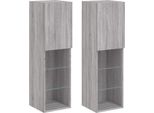 Mobili Tv Con Luci Led 2 Pz. Grigio Sonoma 30,5X30X102 Cm