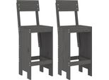 Vidaxl Sgabello Da Bar 2 Pz. Grigio 40X48,5X115,5 Cm In Legno Di Pino Massiccio