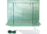 Serra In Plastica Serra Per Pomodori 200 X 80 X 170 Cm (Lxpxa), Con Telo A Rete E Finestra Per Giardino, Tetto Inclinato, Verde