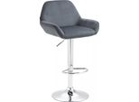 In And Outdoormatch Sgabello Da Bar Moriah - Grigio Velluto - Altezza Seduta 63-83Cm - Con Schienale - Altezza Regolabile - Cucina E Bar - Set Di 1 - Ergonomico - Sgabello Da Bar