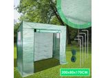 Serra In Plastica Serra Per Pomodori 200 X 80 X 170/140 Cm (Lxpxa), Con Telo A Rete E Finestra Per Giardino, Coltivazione, Verde