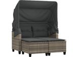 Vidaxl Divano Da Giardino A 2 Posti Con Tetto E Sgabelli In Rattan Grigio Chiaro