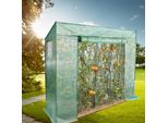Serra In Plastica Serra Per Pomodori 200 X 80 X 170 Cm (Lxpxa), Con Telo A Rete E Finestra Per Giardino, Tetto Inclinato, Verde