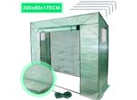 Serra In Plastica Serra Per Pomodori 200 X 80 X 170 Cm (Lxpxa), Con Telo A Rete E Finestra Per Giardino, Tetto Inclinato, Verde