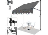 Clanmacy Tenda Da Sole Con Led Senza Foratura Tenda Da Sole A Morsetto Per Balcone Tenda Da Sole Per Terrazza Balcone 200Cm Grigio