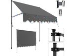 Clanmacy Tenda A Morsetto Con Led Tenda Senza Foratura Tenda Da Sole Per Balcone Regolabile In Altezza Tenda Da Sole Per Balcone 200Cm Grigio
