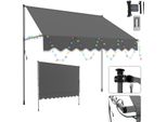 Clanmacy Tenda A Morsetto Con Led Tenda Senza Foratura Tenda Da Sole Per Balcone Regolabile In Altezza Tenda Da Sole Per Balcone 250Cm Grigio