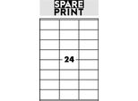 Spare Print Premium Etichette Autoadesive Bianche, 100 Fogli A4 In Scatola (1Arco/24X Etichetta 70X36Mm)