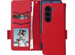 Avizar, Custodia In Ecopelle Per Samsung Galaxy Z Fold6 Con Cinturino Da Polso, Rosso