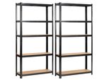 Akord Scaffale Metallico 10 Ripiani Nero 90X30X180 Cm