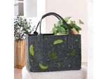 Gilde Tasche, Rechteckig, "BläTterregen"", Blattmotiv, Filz, Dunkelgrau, Ve 4, L. 25 Cm, B. 40 Cm, H. 26 Cm"