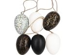 Uova Decorative Di Pasqua 3X4 Cm - Uova Di Pasqua Da Appendere 6 Pezzi - Bianco E Nero Con Cracle