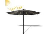 Aopunly Ombrellone A Sbalzo 350 Cm Con Led Solare, Protezione Uv, Manovella - Grigio - Ombrellone Da Giardino Ombrellone Da Mercato Ombrellone A Manovella