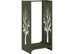 Vidaxl Porta Legna Verde Oliva 40X30X80 Cm Acciaio Laminato A Freddo