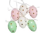 Uova Decorative Per Pasqua 6 Cm - Uova Di Pasqua Da Appendere 6 Pezzi - Puntini Color Pastello