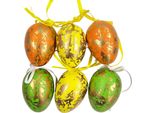 Uova Decorative Per Pasqua 4X6 Cm - Uova Di Pasqua Da Appendere 6 Pezzi - Colorate Con Oro