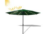 Aopunly Ombrellone A Sbalzo 350 Cm Con Led Solare, Protezione Uv, Manovella - Verde - Ombrellone Da Giardino Ombrellone A Sbalzo
