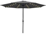 Ombrellone Jayseuw Ombrellone A Braccio Laterale 350 Cm Con Led Solare, Protezione Uv, Manovella - Grigio - Ombrellone Da Giardino Ombrellone Da Mercato Ombrellone Con Manovella