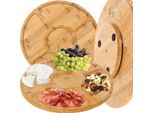 Tagliere Per Formaggi Rotondo Rotante A 360° Ø 15 Cm Piatto Da Portata Per Formaggi Salsicce Snack Antipasti Legno Di Bambù 24290