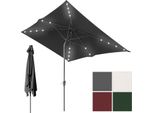 Ombrellone Hengda Rettangolare, Manovella Pieghevole, Ombrellone Da Balcone In Ferro, Ombrellone Da Mercato, Inclinabile, 1,4 X 2,1 M, Led, Grigio