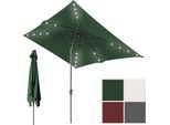 Hengda Ombrellone Rettangolare, Manovella Pieghevole Ferro Balcone Ombrello Mercato, Inclinabile, 1,4X2,1 M, Led, Verde