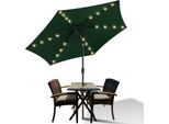 Tolletour Ombrellone A Sbalzo 270 Cm Con Led Solare, Apertura A 30°, Protezione Uv, Manovella - Verde - Ombrellone Da Giardino Ombrellone Da Mercato Ombrellone A Manovella