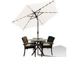 Tolletour Ombrellone A Braccio Laterale 270 Cm Con Led Solare, Inclinabile Di 30°, Protezione Uv, Manovella - Beige - Ombrellone Da Giardino Ombrellone Da Mercato Ombrellone Con Manovella