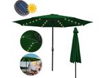 Tolletour Ombrellone A Braccio Laterale 350 Cm Con Led Solare, Protezione Uv, Manovella - Verde - Ombrellone Da Giardino Ombrellone Da Mercato Ombrellone Con Manovella