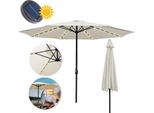 Tolletour Ombrellone A Braccio Laterale 350 Cm Con Led Solare, Protezione Uv, Manovella - Beige - Ombrellone Da Giardino Ombrellone Da Mercato Ombrellone Con Manovella