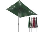 Ombrellone Bettizia Ø210X140Cm Con Led, Protezione Uv, Manovella - Verde, Ombrellone A Sbalzo Ripiegabile Di 30° Su Entrambi I Lati Ombrellone Rettangolare Da Balcone