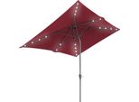 Ombrellone Clanmacy Rettangolare, Manovella Pieghevole, Ferro, Ombrellone Da Balcone, Ombrellone Da Mercato, Inclinabile, 2 X 3 M, Led, Rosso