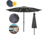 Tolletour Ombrellone A Braccio Laterale 350 Cm Con Led Solare, Protezione Uv, Manovella - Grigio - Ombrellone Da Giardino Ombrellone Da Mercato Ombrellone Con Manovella