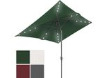 Clanmacy Ombrellone Rettangolare, Manovella Pieghevole In Ferro Balcone Ombrellone Mercato, Inclinabile, 1,4X2,1 M, Led, Verde