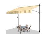 Tenda Da Sole Tolletour 350X120 Cm Tenda Da Sole Per Balcone Regolabile In Altezza Con Manovella Protezione Solare Senza Forature Per Terrazze E Balconi Giallo Bianco