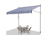 Tenda Da Sole Tolletour 350X120 Cm Tenda Da Sole Per Balcone Regolabile In Altezza Con Manovella Protezione Solare Senza Forature Per Terrazze E Balconi Blu Bianco