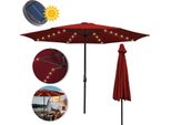 Tolletour Ombrellone A Braccio Laterale 350 Cm Con Led Solare, Protezione Uv, Manovella - Rosso - Ombrellone Da Giardino Ombrellone Da Mercato Ombrellone Con Manovella