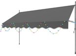 Tenda Da Sole Tolletour Con Led 400X120 Cm Tenda Da Sole Per Balcone Regolabile In Altezza Con Manovella Protezione Solare Senza Forature Per Terrazze E Balconi Grigio