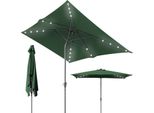 Ombrellone Hengda Ø210X140Cm Con Led, Protezione Uv, Manovella - Verde, Ombrellone A Sbalzo Pieghevole Di 30° Su Entrambi I Lati Ombrellone Da Balcone Rettangolare