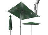 Aopunly Ombrellone Rettangolare, Manovella Pieghevole In Ferro Balcone Ombrellone Mercato, Inclinabile, 1,4X2,1 M, Led, Verde