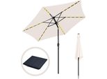 Aopunly Ombrellone A Sbalzo 270 Cm Con Led Solare, Pieghevole A 30°, Protezione Uv, Manovella - Beige - Ombrellone Da Giardino Ombrellone Da Mercato Ombrellone A Manovella