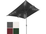 Ombrellone Clanmacy Rettangolare, Manovella Pieghevole, Ferro, Ombrellone Da Balcone, Ombrellone Da Mercato, Inclinabile, 1,4 X 2,1 M, Led, Grigio