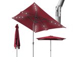 Aopunly Ombrellone Rettangolare, Manovella Pieghevole Ferro Balcone Ombrello Mercato, Inclinabile, 1,4X2,1 M, Led, Rosso
