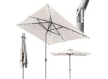 Ombrellone Hengda Rettangolare, Manovella Pieghevole, Ombrellone Da Balcone In Ferro, Ombrellone Da Mercato, Inclinabile, 1,4 X 2,1 M, Led, Beige