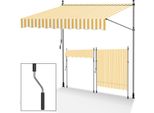 Tenda Da Sole Tolletour 400X120 Cm Tenda Da Sole Per Balcone Regolabile In Altezza Con Manovella Protezione Solare Senza Forature Per Terrazze E Balconi Giallo Bianco