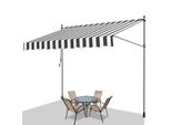 Tenda Da Sole Tolletour 350X120 Cm Tenda Da Sole Per Balcone Regolabile In Altezza Con Manovella Protezione Solare Senza Forature Per Terrazze E Balconi Grigio Bianco