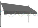 Tenda Da Sole Aopunly Con Led 400X120Cm Tenda Da Sole Per Balcone Regolabile In Altezza Con Manovella Protezione Solare Senza Forature Per Terrazza E Balcone Grigio