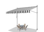 Tenda Da Sole Tolletour 400X120 Cm Tenda Da Sole Per Balcone Regolabile In Altezza Con Manovella Protezione Solare Senza Forature Per Terrazze E Balconi Grigio Bianco
