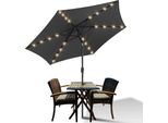 Tolletour Ombrellone A Sbalzo 270 Cm Con Led Solare, Apertura A 30°, Protezione Uv, Manovella - Grigio - Ombrellone Da Giardino Ombrellone Da Mercato Ombrellone A Manovella