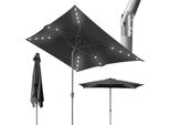 Aopunly Ombrellone Rettangolare, A Manovella Pieghevole In Ferro Ombrellone Balcone Mercato, Inclinabile, 1,4X2,1 M, Led, Grigio